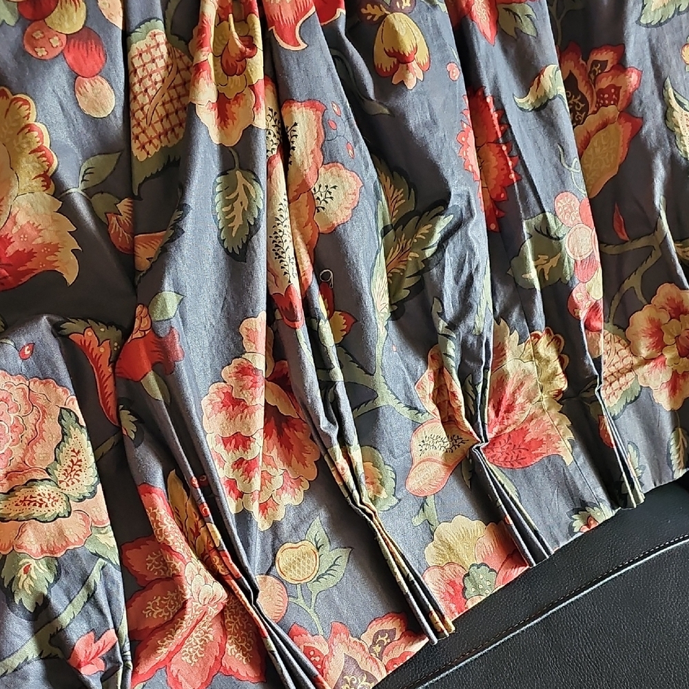 Pair Of Pleated Chintz Drapes